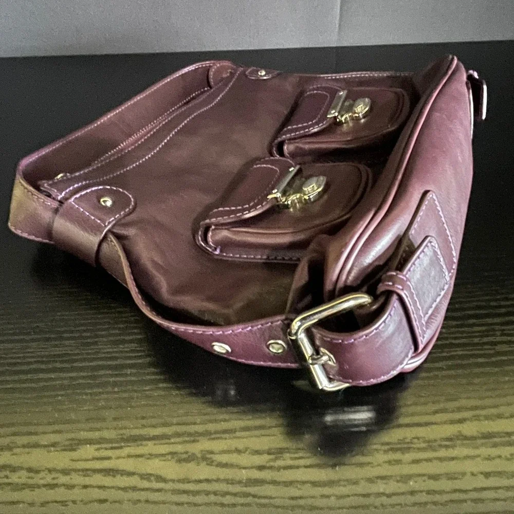 Marc Jacobs Mini Sofia Hobo Bag Women Small Purple Leather Good Push Lock Italy